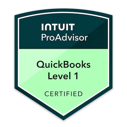 Intuit ProAdvisor QuickBooks Level 1 Certified badge